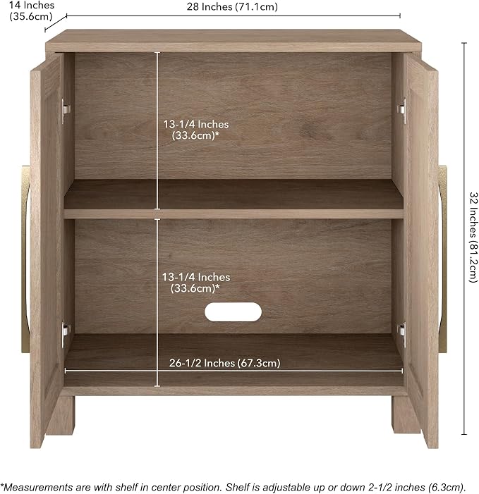 Henn&Hart 28" Wooden Accent Cabinet, Modern Sideboard Buffet Cabinet with 2 Doors and an Adjustable Shelf for Living Room, Dining Room, Bedroom or Entryway, Weathered Gray