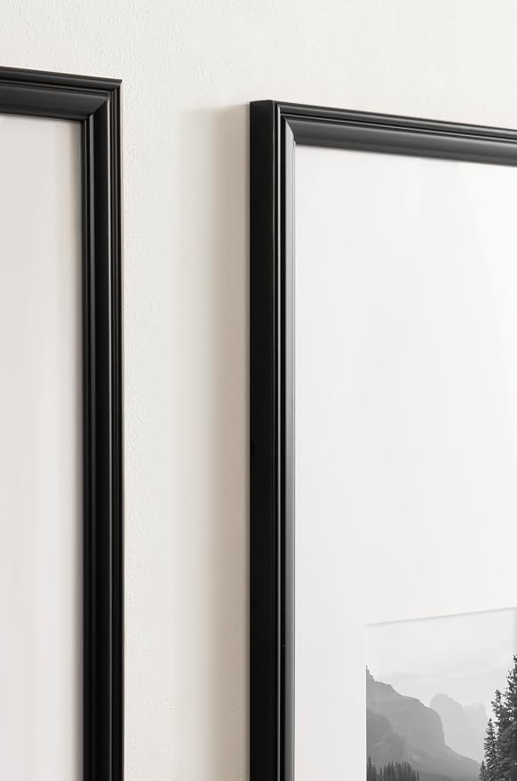 Kate and Laurel Adlynn Rectangular Panel Picture Frame Set of 2, 14 x 30 matted to 8 x 10, Black, Modern Two-Piece Photo Frame Set for Gallery Wall Decor in Living Room Wall Display