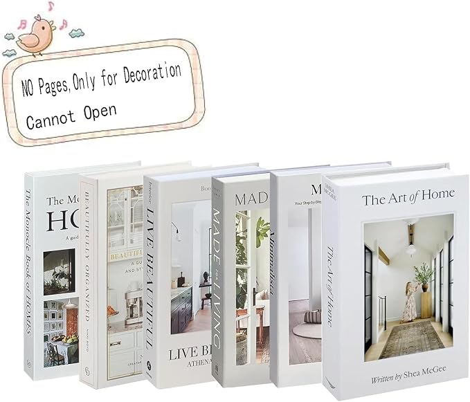 6PCS Decorative Books for Coffee Table-Faux Books for Decoration-Coffee Table Decor-Hardboard Fake Decorative Book for Bookshelf Home Decor Display