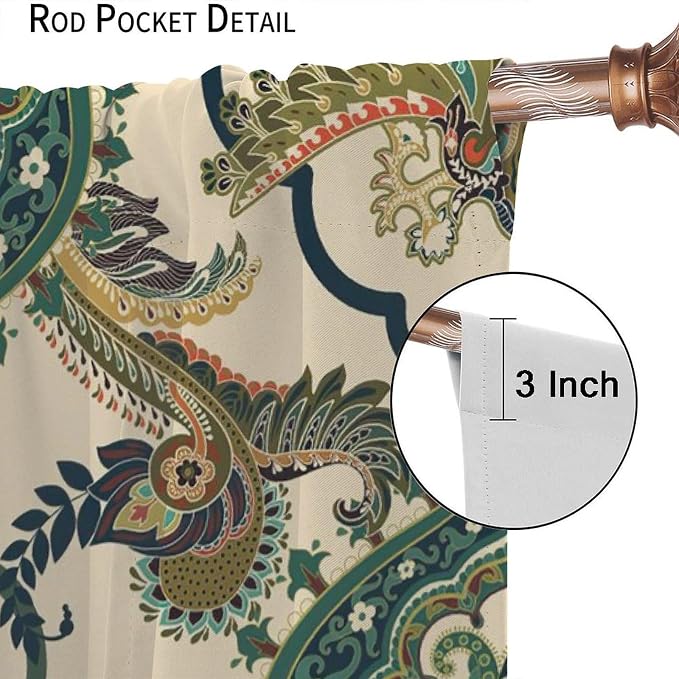 Boho Floral Blackout Curtains, Colorful Mandala Flower Bohemian Ethnic Print Pattern, Bedroom Living Room Kitchen72X63 Inch
