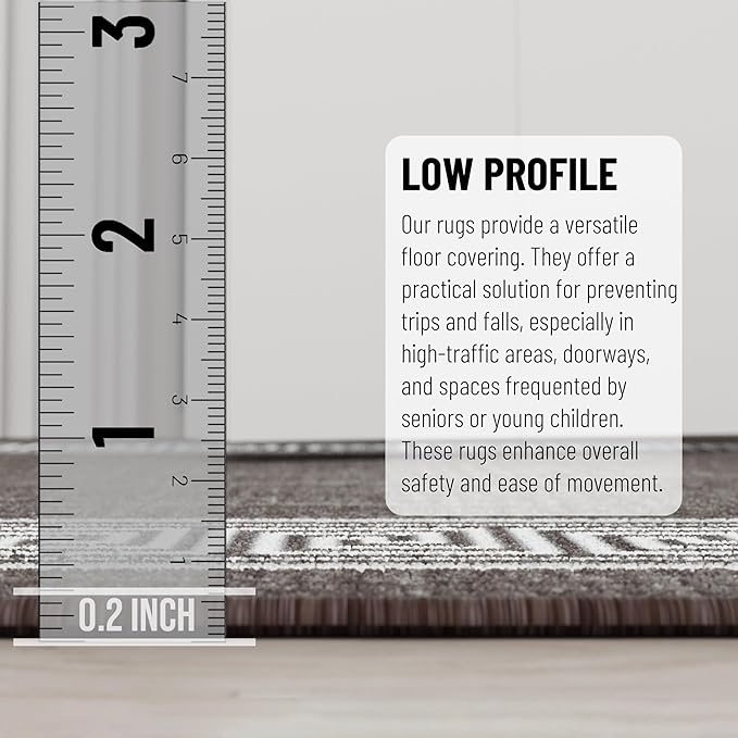 Ottomanson Hallway Runner Rug 2'7" x 12' – Soft Non-Slip Rug, Low Pile Carpet for Entryway, Kitchen & Long Hallways in Apartments and Homes, Greek Border Brown