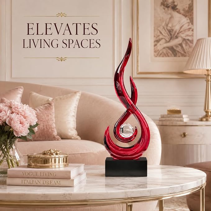 AWNR Abstract Art Deco Decor Statues for Home,Shelves,Table,Living Room, Dining Room,Modern Sculpture Decoraciones of Homes for Sale (Transparent red)