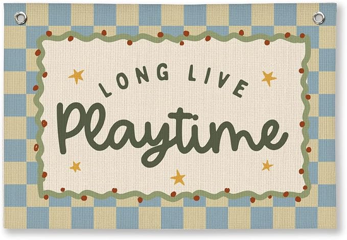 Playroom Wall Decor, Toddler Playroom Decor Hanging Linen Banner,Play Room Wall Decor for Nursery, 20x30 Inch