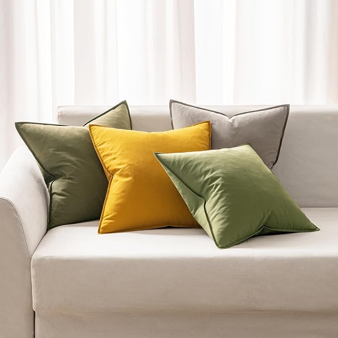 MIULEE Pack of 2 Decorative Linen Pillow Covers 20x20 Inch Sage Green | Spring Boho Farmhouse Modern Soft Accent Throw Pillows Neutral Cushion Covers for Sofa Couch Bed Living Room Home Decor