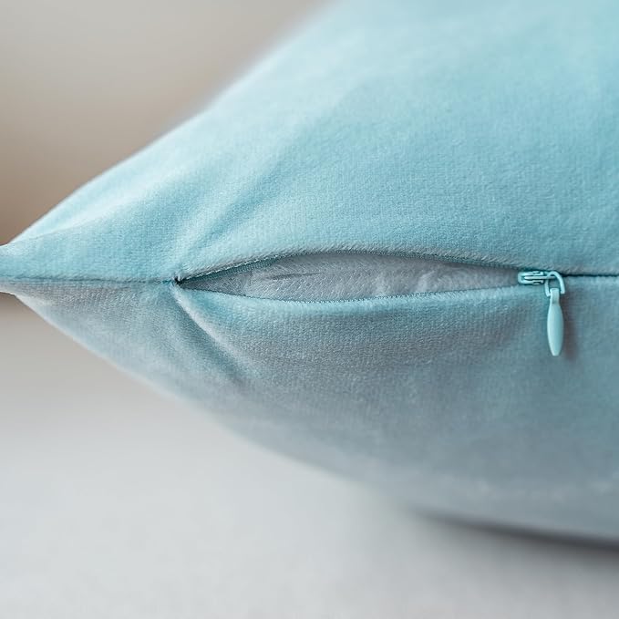 NiNi ALL Decorative Throw Pillow Covers Pack of 2, Velvet Throw Pillow Cases for Couch Pillows Cover Bedroom Living Room Outdoor Pillow Covers 18x18 Inch Baby Blue