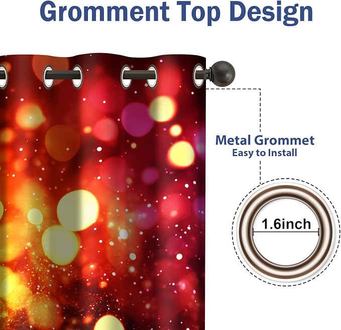 Jekeno Rainbow Theme Blackout Curtains - Colorful Dots Glitter Sparkling Print 70% Blackouts Curtain for Living Room Rainbow Lovers Bedroom Home Decor Grommet Window Drapes 2 Panel Set, 52" x 63"