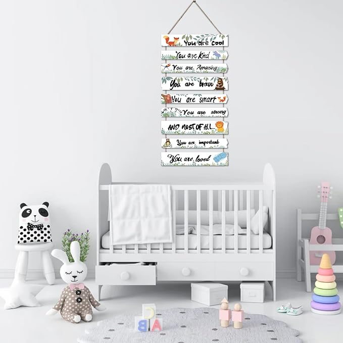 Woodland Nursery Room Decor for Baby Bedroom - Jungle Safari Animal Theme Wall Decor for Toddler Boy or Girl - Colorful Elephant Giraffe Lion Forest Wall Art Decorations