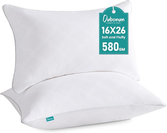 Oubonun 16 x 26 Pillow Inserts Pack of 2 Rectangle Square Interior Sofa Pillow Insert Pair, White Decorative Lumbar Pillow for Bed Couch Living Room