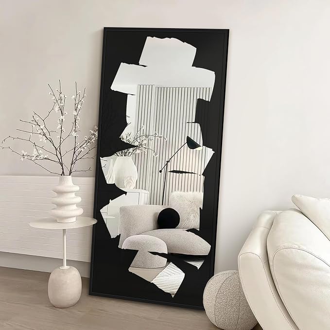 Wall Mirror, Full Length Floor Mirror, Mirror Decorative Wall Art with Graffiti Design, Large Full-Length Mirror for Hallway, Living Room 28"X56"