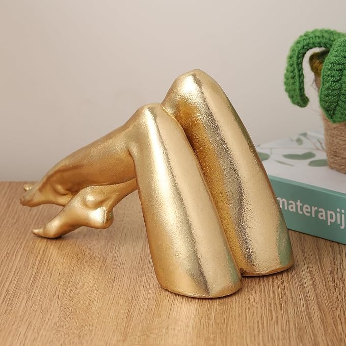 Golden Legs Sculpture Resin Statues Home Decor (Bowed Leg) | Gold Legs Shelf Decor Electroplated Resin Statues Office Desktop Home Decor Bedroom Sculpture Indoor/Outdoor Ornament