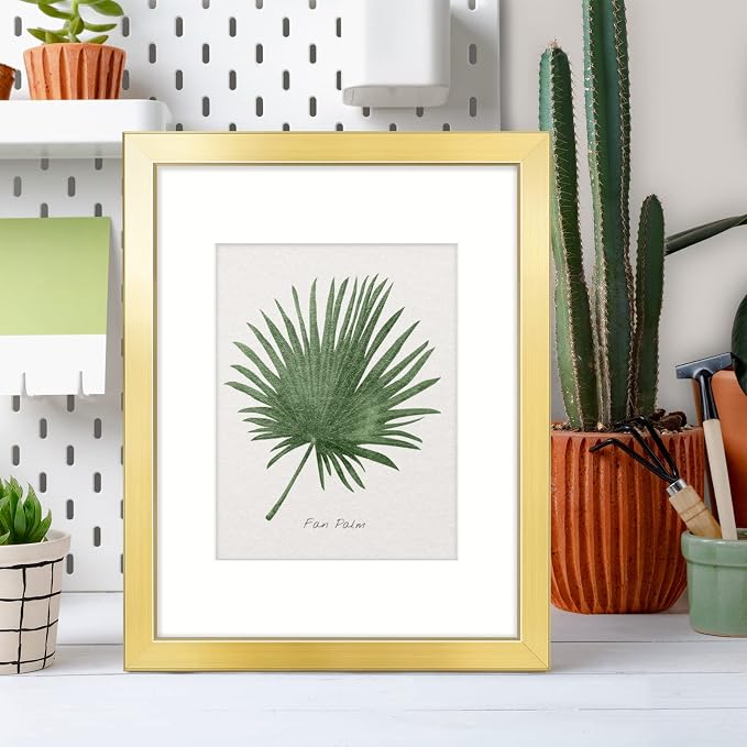 LaVie Home 14x18 Picture Frame Gold Poster Frame,Display Pictures 12x16 with Mat or 14x18 Without Mat, Stable and Sturdy Frame and Polished Plexiglass, Horizontal and Vertical Format of The Walls