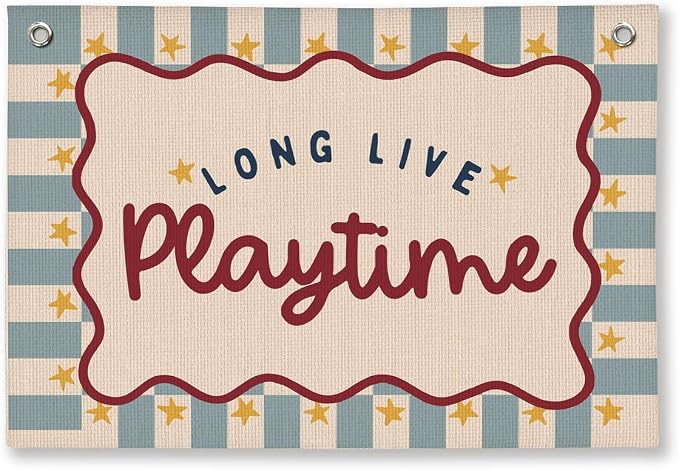 Playroom Wall Decor, Play Room Wall Decor for Nursery, Toddler Playroom Decor Hanging Linen Banner 20x30 Inch