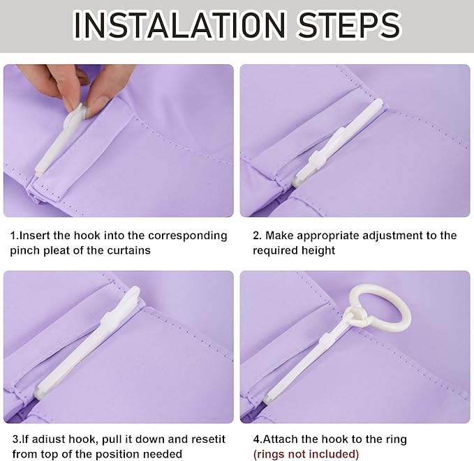 DONREN Lavender Purple Pinch Pleated Blackout Curtains with Hooks - 63 inch Length Room Darkening Thermal Insulated Short Window Curtain Panels for Bathroom Girls Room 2 Panel 40" Wx63 L