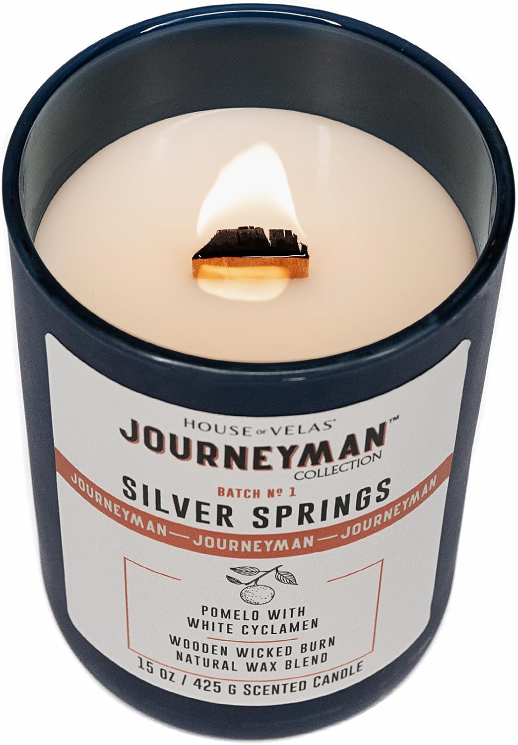 Journeyman Collection Candle, 15oz, Wooden Wick, Silver Springs, Large Painted Jar