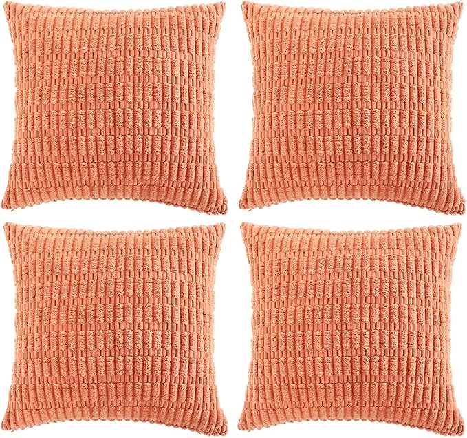 Fancy Homi 4 Packs Decorative Throw Pillow Covers for Living Room Couch Bed, Modern Farmhouse Boho Home Décor Accent Cushion Case, 26" x 26", Coral