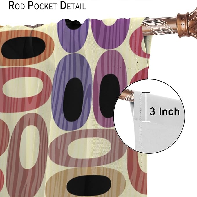 JESTRONRY Abstract Modern Curtains,Mid Century Fifties Modern Retro Colors Pattern Room Darkening Thermal Insulated Window Curtain for Living Room Bedroom Kitchen Bathroom 63x63in