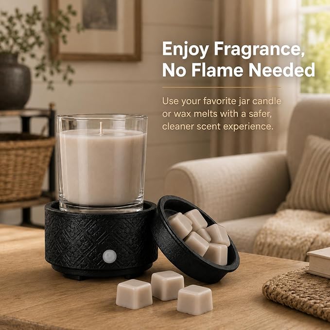 mocosa Wax Melt Warmer, 3-in-1 Ceramic Electric Wax Warmer for Scented Wax Melts, Jar Candles & Fragrance Oils, Flameless Home Fragrance Warmer with Removable Dish, Gifts for Women Mom(Black)