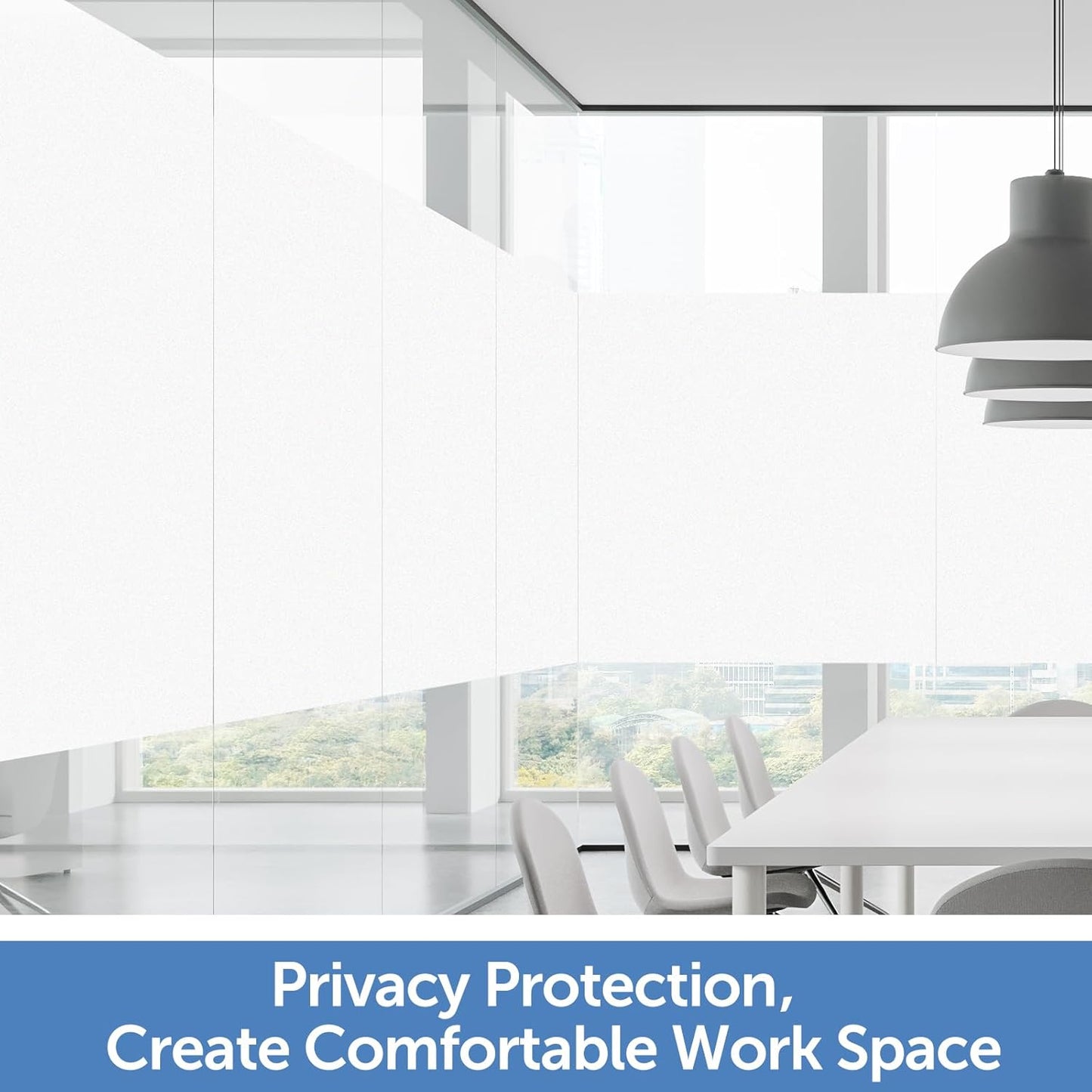 HIDBEA Frosted Window Privacy Film - Non Adhesive Static Cling Glass Stickers Sun UV Blocking Heat Control Door Covering Decals for Home Office(35.4 x 78.7 Inch, Frosted White)