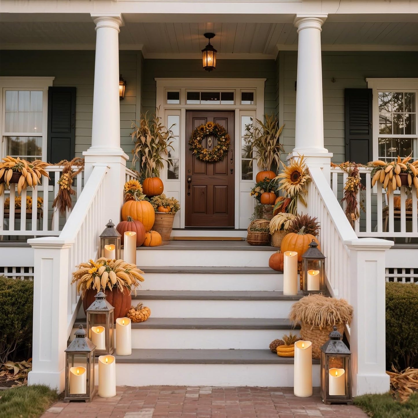 Homemory 4"x9" Outdoor Waterproof Flameless Candles with Timers and Remote Control, Battery Operated Candles, LED Plastic Candles, Dark Ivory, Set of 2