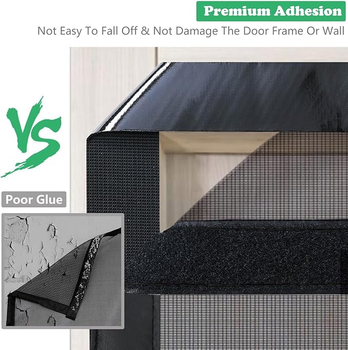 RELIANCER Fiberglass Magnetic Double Door Screen,Fit Doors Size 74"x80",Auto Close Screen Door Mesh w/Magnets,Patio Doorway Mosquito Net Screens,Self-Closing Doors Cover,Doorway Curtain Mesh Partition