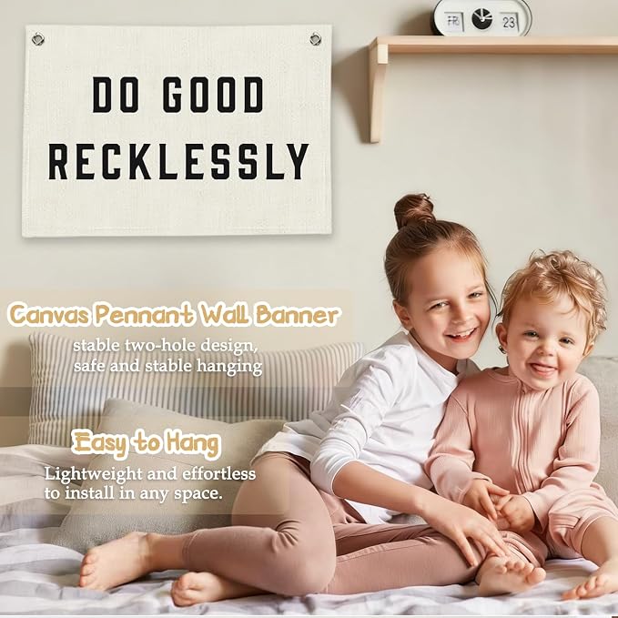 RTXLEZM Kids room Decor, Do Good Recklessly Motivational Banner | Classroom Inspirational Minimalist Modern Wall Hanging for Classroom Home Office Decor, 20x30 Inch
