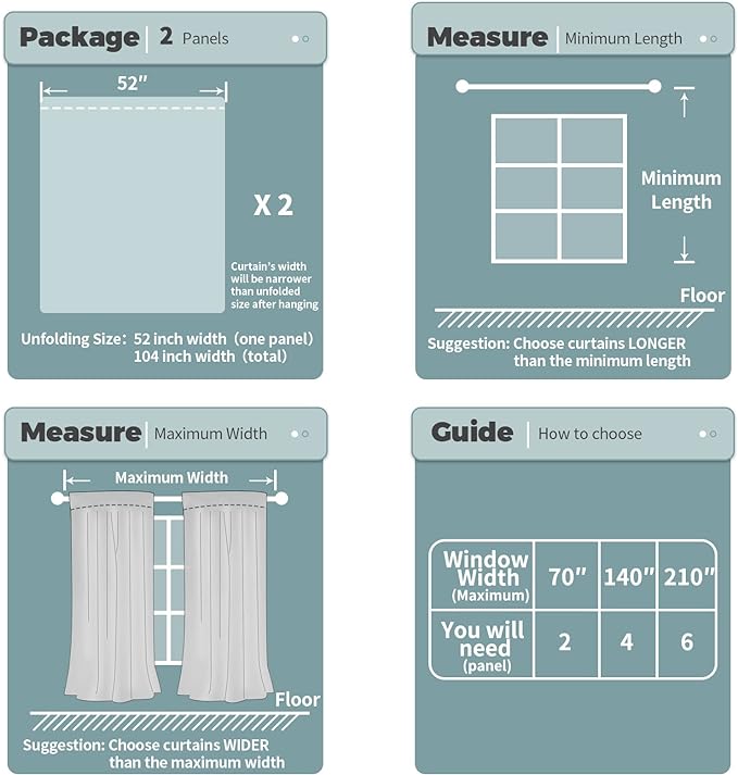 BGment Emerald Blackout Curtains 45 Inch Length with Liner, 100% Blackout Thermal Insulated Rod Pocket Back Tab Double Layer Noise Reduce Room Darkening Curtains for Bedroom (52 x 45 Inch, 2 Panels)