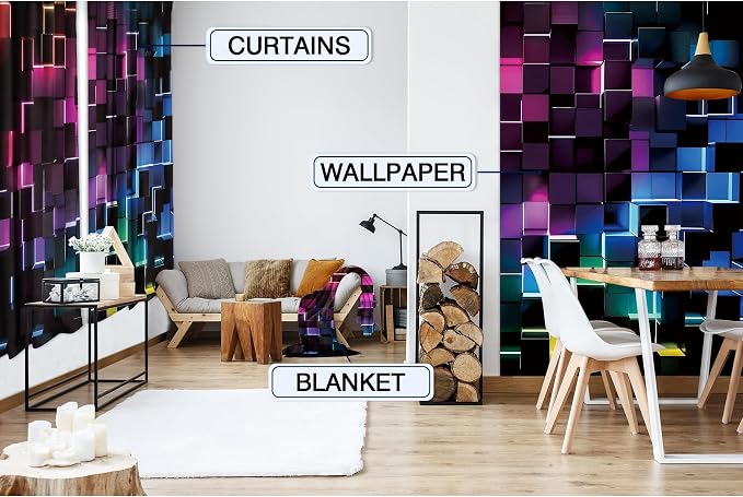 MESHELLY Colorful Curtains 42Wx63H Inch Rod Pocket Abstract 3D Geometric Cubes Gradient Design Geometry Plaid Modern Bedroom Window Drapes Men Boys Gaming Cool Printed Living Room Window Treatment