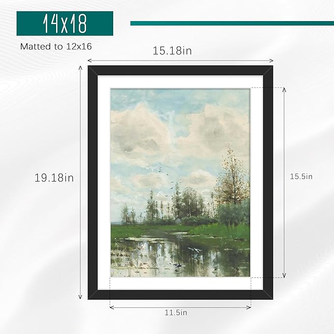 Picrit 14x18 Picture Frame 3 Pack, Black Poster Frame, Display Poster 12 x 16 with Mat or 14 x 18 without Mat for Horizontal or Vertical Wall Mounting
