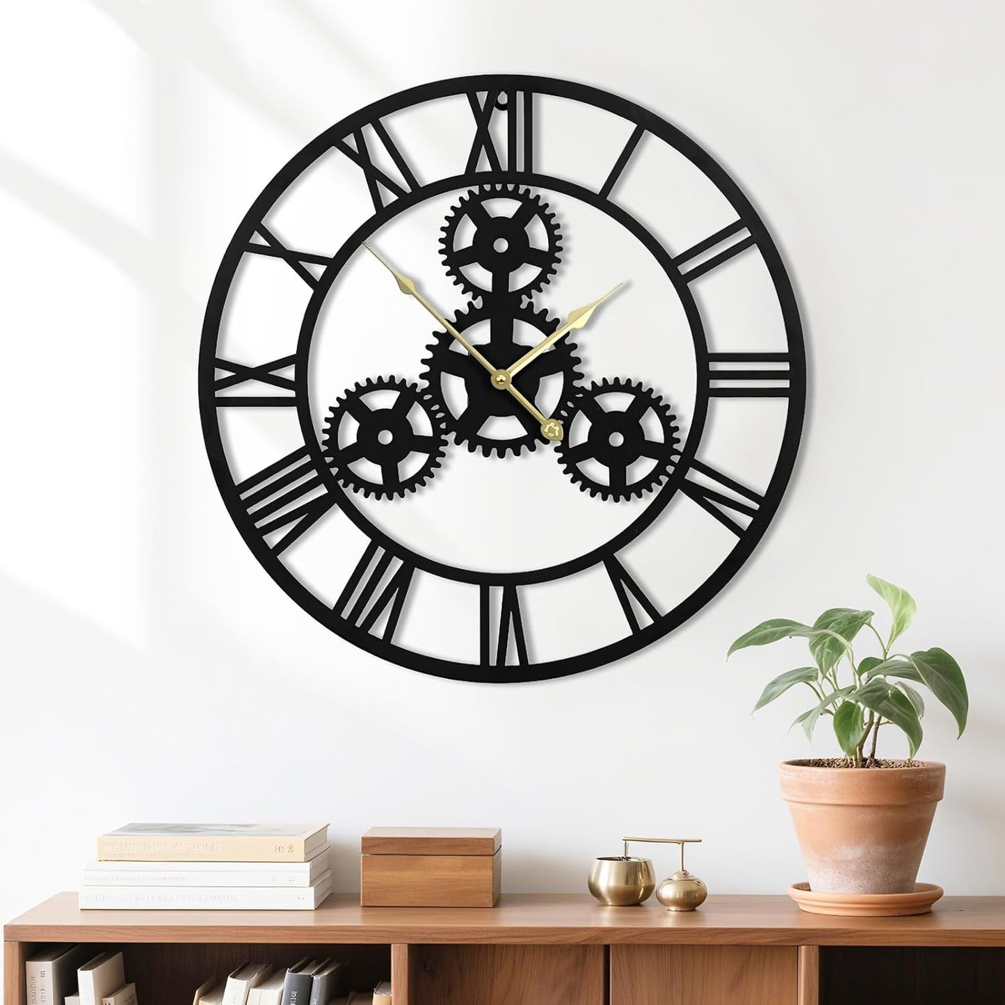 20inches/50cm Wall Clocks for Living Room Deco Non Ticking Silent Battery Operated Modern Vintage Roman Numeral Oversized Wall Clocks for Bedroom Kitchen Fireplace Office Farmhouse