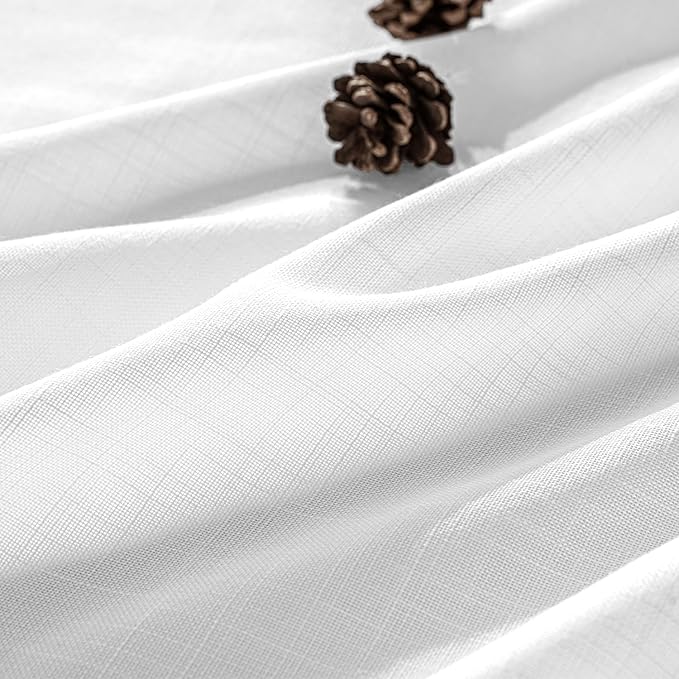 MIULEE White Linen Curtains 104 Inch Long 2 Panels for Bedroom Living Room, Soft Thick Linen Textured Back Tab Window Drapes Semi Sheer Light Filtering Rod Pocket Modern Farmhouse Decor