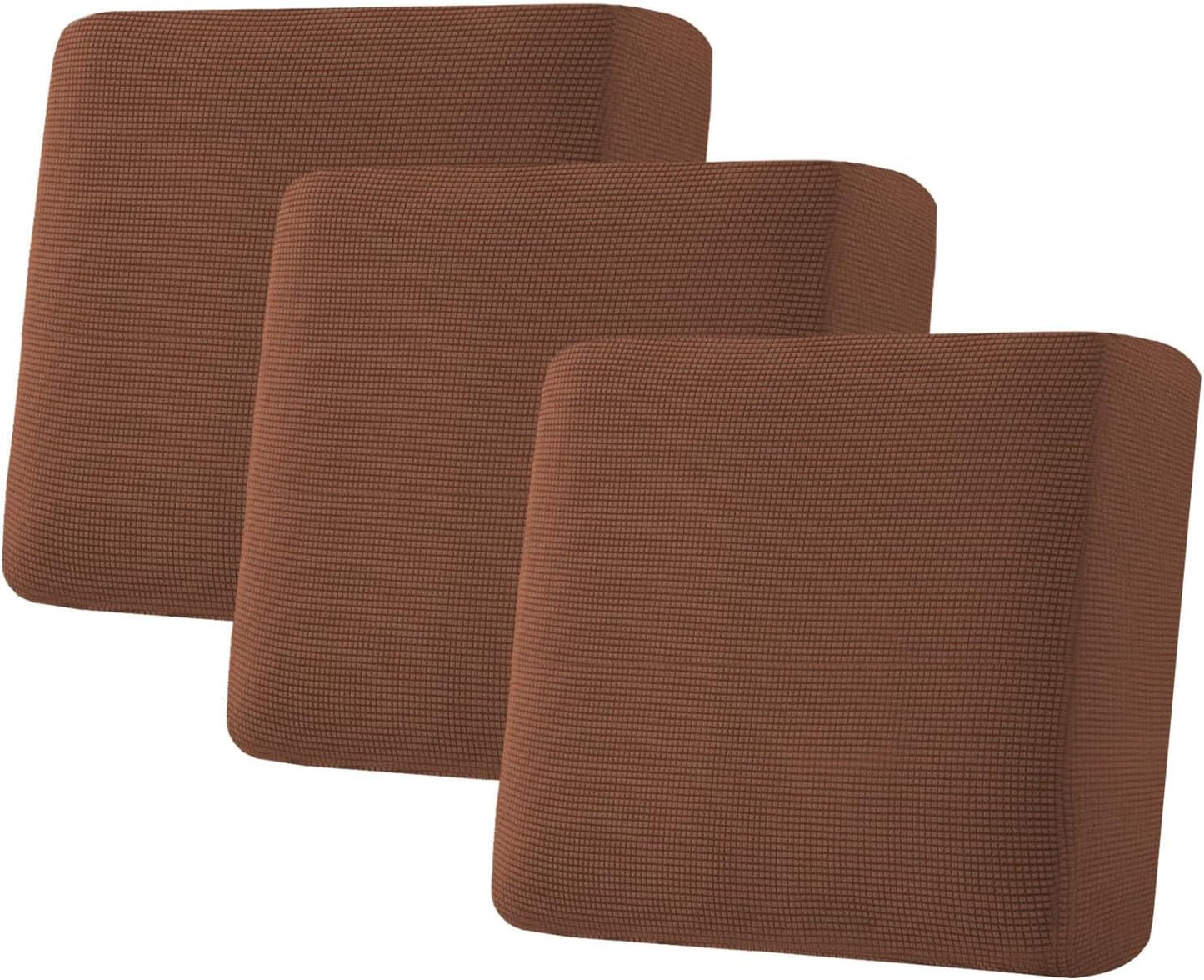 H.VERSAILTEX Super Stretch Individual Seat Cushion Covers - Sofa & Couch Cushion Slipcover Sets - Thick Jacquard Textured Twill Fabric (3 Piece XL Sofa Cushion Covers, Caramel)