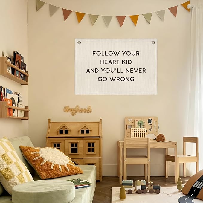 Positive Affirmations Wall Decor, Inspirational Canvas Banner Wall Hanging Banner Flag Decor for Classroom Homeschool Decor