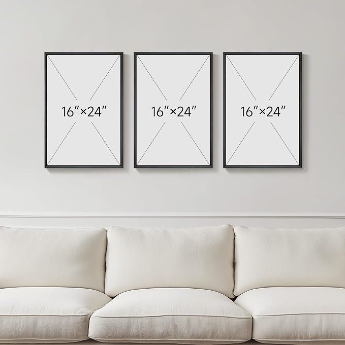 Framed Colorful Abstract Wall Art for Living Room, 3 Piece Mid Century Modern Canvas Paintings Prints Artwork for Walls, Large Modern Triptych Pictures Wall Decor for Bedroom Home Office, 16x24 Inch