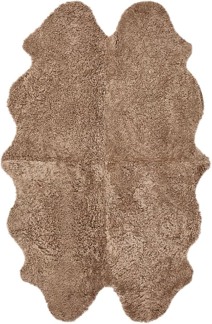 Nordic Sheep Real Sheepskin Rug 4x6 ft | Sheepskin Rugs for Living Room and Sofa | Large Bedside Rugs for Bedrooms is Breathable & Heat-regulating | Fluffy Rug in Color Light Brown
