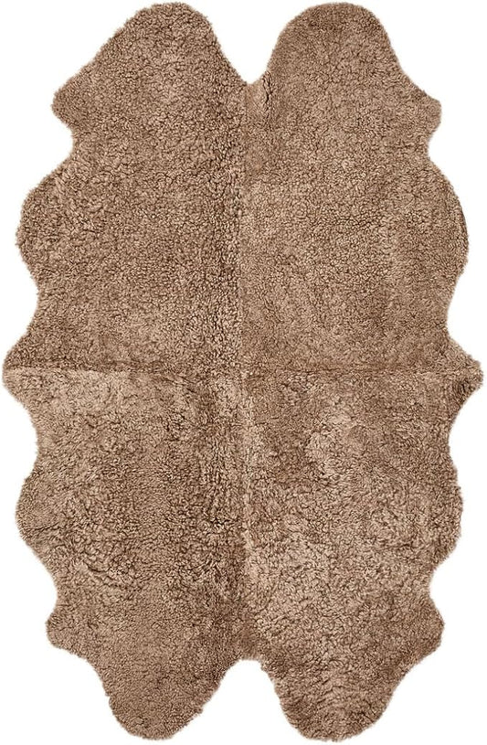 Nordic Sheep Real Sheepskin Rug 4x6 ft | Sheepskin Rugs for Living Room and Sofa | Large Bedside Rugs for Bedrooms is Breathable & Heat-regulating | Fluffy Rug in Color Light Brown