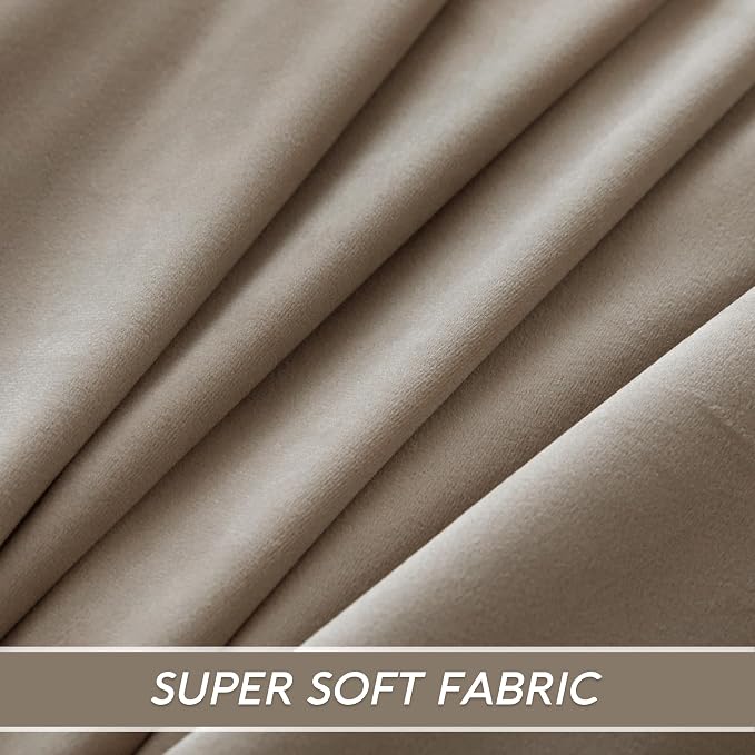 RYB HOME Camel Beige Velvet Curtains 84 inch, Heavy Duty 2-Layer Window Curtains with Pleat Tape Blackout Shades for Bedroom Thermal Insulated Privacy Drapes for Living Room, W48 x L84 inch, 1 Panel