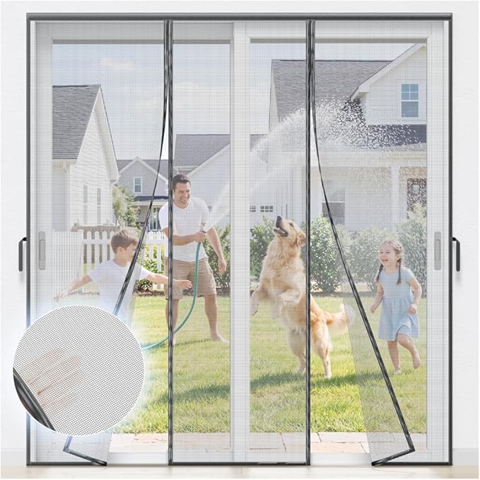 Heavy Duty Magnetic Screen Door Mesh - Hand-Free Door Net Screen with 100 Magnets, Pet & Kid Friendly, PET Fine Mesh Doors Screens Keep Bug & Mosquito Out Fit Sliding Patio French Doors Size 60" x 80"