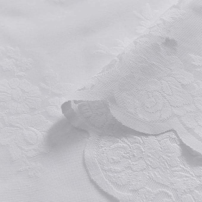 Kotile Lace Kitchen Curtains 45 Inch Length, Country Rustic Floral White Lace Curtains for Small Window, Rod Pocket Privacy Sheer Curtain, 42 x 45 Inch Each, 2 Panels, White