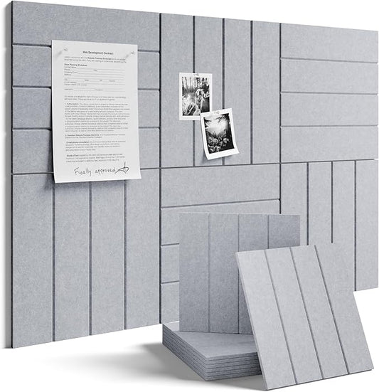 Fluxynara Large Felt Bulletin Board 36"x24" Cork Board Alternative - 6 Pack with 32 Safe Removable Adhesive Tabs, Cork Boards for Walls for Home Office Classroom Pin Board-Soft Gray