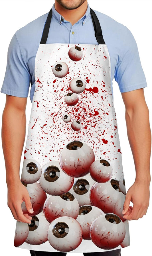 Happy Halloween Horror Apron Unisex, Adjustable Funny Kitchen Apron, Waterproof Scary Bloody Bib Aprons for Cosplay Party