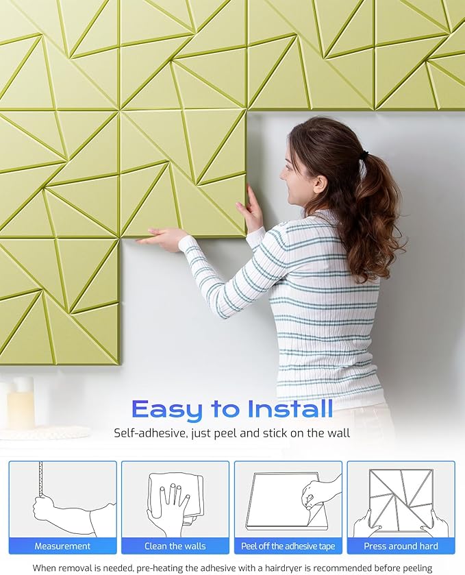 22 Pack Acoustic Panels, Sound Proof Foam Panels for Walls, Self-Adhesive High Density Soundproof Wall Panels, 12" X 12" X 0.4", Sound Absorbing Panels for Home, Studio, Office (Pale Yellow)