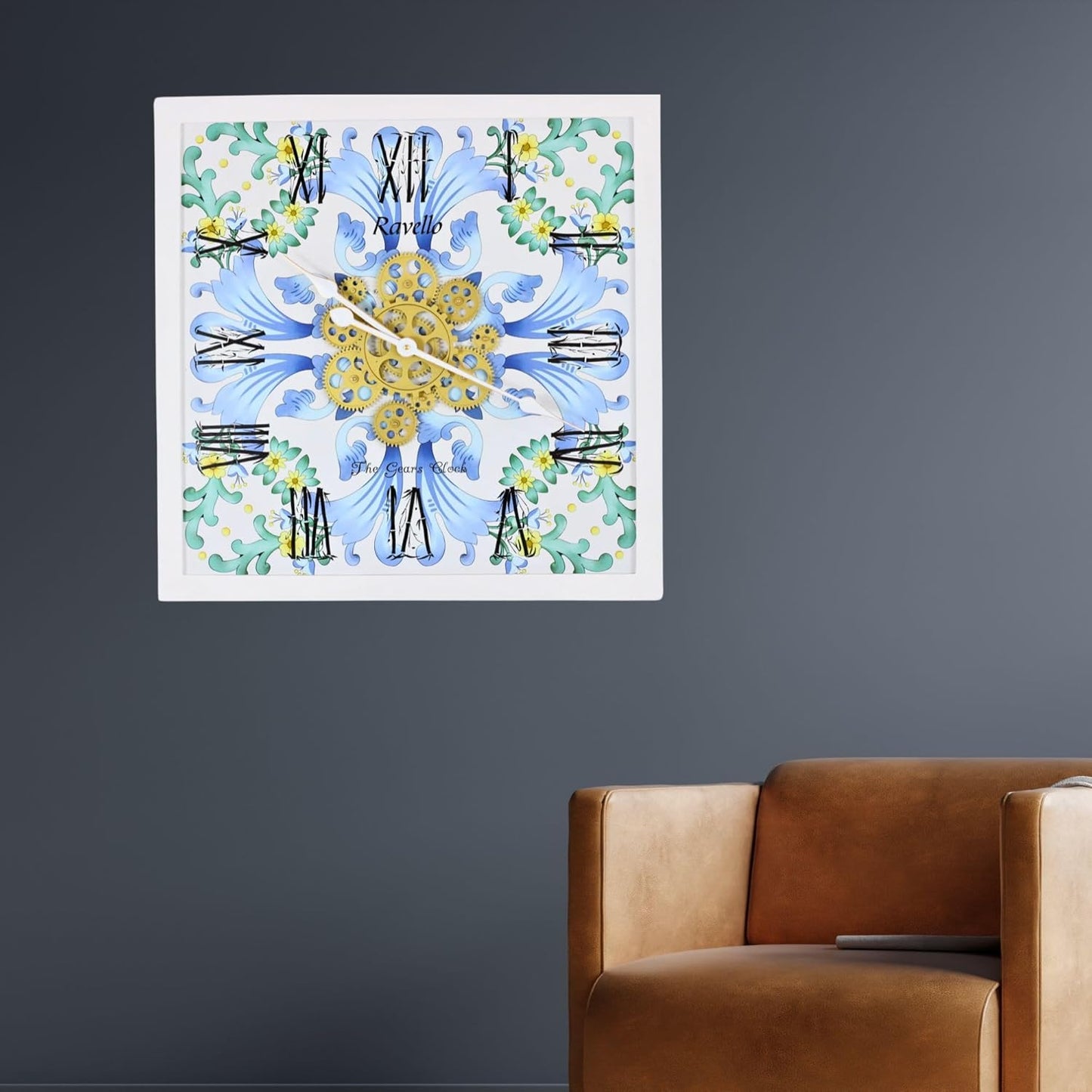 The Gears Clock Wall Clock Italy Collection with Moving Gears (Ravello, 24 inches (60 cm))