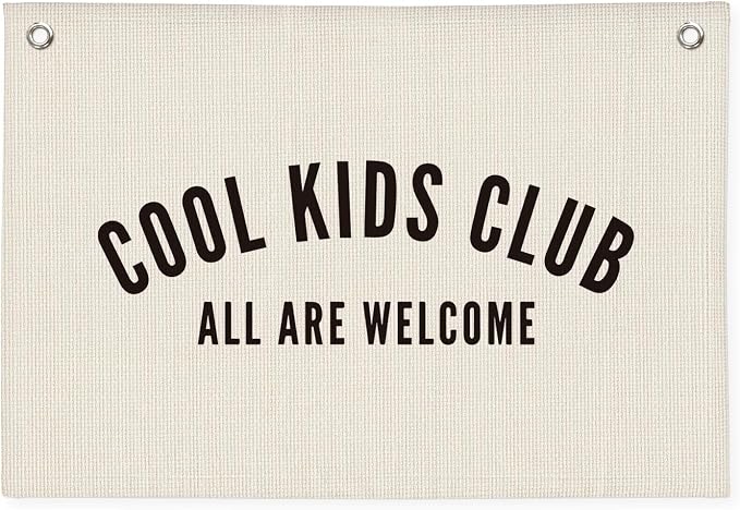 Cool Kids Club Banner, Playroom Decor, Playroom Essentials, Kids Tapestry Wall Hanging Canvas Banner Flag Decor for Toddler Boy Nursery 20x30