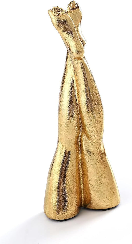 Golden Legs Sculpture Resin Statues Home Decor (Straight Leg) | Gold Legs Shelf Decor Electroplated Resin Statues Office Desktop Home Decor Bedroom Sculpture Indoor/Outdoor Ornament