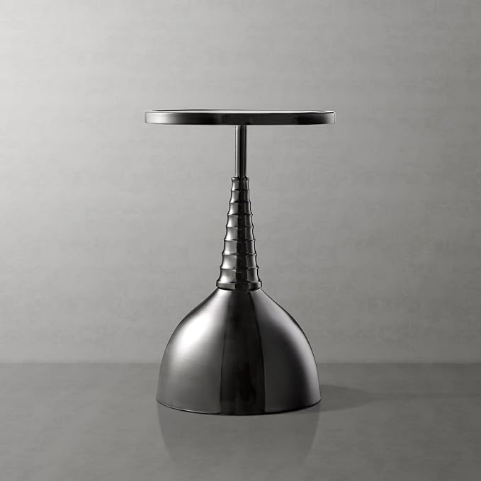 Homes: Inside + Out Halric Modern 24" Tall Round End Table with Decorated Tabletop and Iron Metal Base, Accent Furniture, Elegant Pedestal Stand for Living Room, Home Office, Black with Floral Print