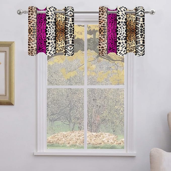 Wild Animal Print Curtain, Room Darkening Thermal Insulated Blackout Leopard Boa Window Drapes with Grommets for Living, Dining, Bedroom, Hot Pink Leopard Print, 42"x 24", 2 Panels