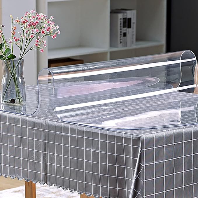 VEVOR Plastic Table Cover 40 x 80 Inch, 1.5 mm Thick Clear Table Protector, Rectangle Clear Desk Mat, Waterproof & Easy Cleaning for Office Dresser Night Stand