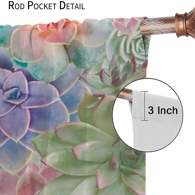 Boho Cactus Floral Curtain Tropical Colorful Succulent Plants Beautiful Flower Retro for Home Kitchen Livingroom Coffee Room Curtains Drapes 2 Panels 72x63in