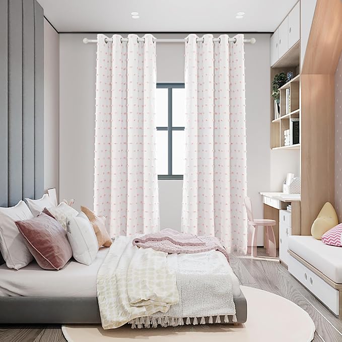 MYSKY HOME Pink Blackout Curtains for Girls Bedroom 84 Inch Long 100% Light Blocking Girls Nursery Curtains for Living Room 2 Panels Privacy Protect Grommet Window Drapes 52W x 84L