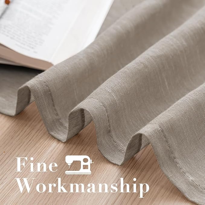 H.VERSAILTEX Linen Curtains 90 inches Long Linen Curtains/Natural Linen Blended Sheer Curtain/Panels/Drapes for Living Room, Home Decorative Privacy Window Treatment Nickel Grommets, Taupe